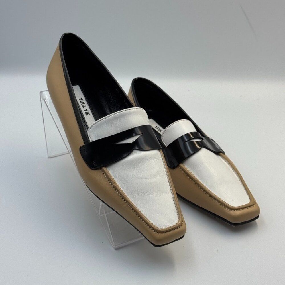 Yuul Yie Black Neutral Leather Loafers 35.5 / US 5.5 Crossover Flats Pristine